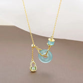 Chinese Gourd & Peaceful Jade Pendant Necklace - Symbolizing Good Fortune and Safety