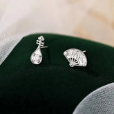 Chinese Style Asymmetrical Fan & Pipa Earrings