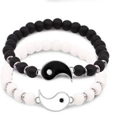 Natural Frosted Glass Yin Yang Bagua Tai Chi Bracelet - Perfect for Couples