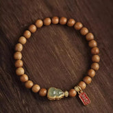 Taoist Feng Shui Sandalwood Jade Gourd Bracelet - For Harmony & Protection