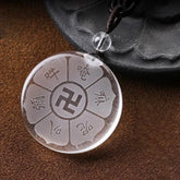 White Crystal Six-Word Proverb Pendant