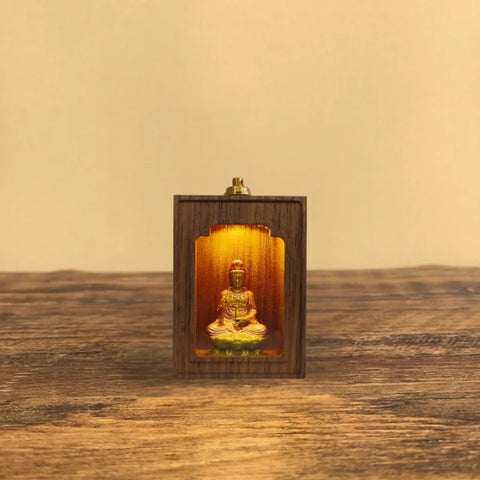 Mini Lighted Shrine with Door – Handcrafted Guanyin