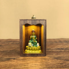 Mini Shrine with Light & Door – Painted Manjushri or Samantabhadra