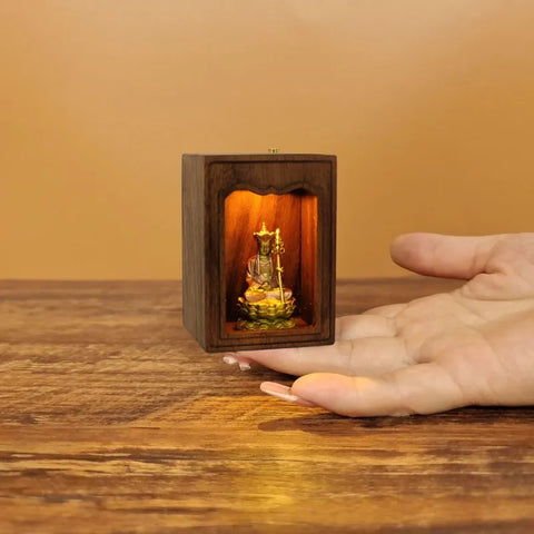 Compact USB Lighted Shrine – Painted Brass Ksitigarbha