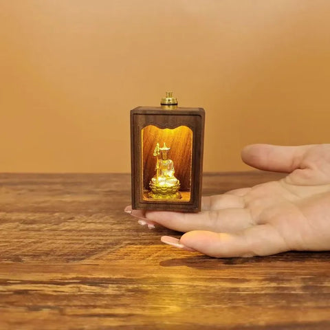 Modern Mini Shrine with Light – Painted Ksitigarbha
