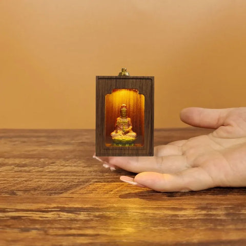Mini Lighted Shrine with Door – Handcrafted Guanyin