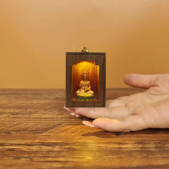 Mini Lighted Shrine with Door – Handcrafted Guanyin