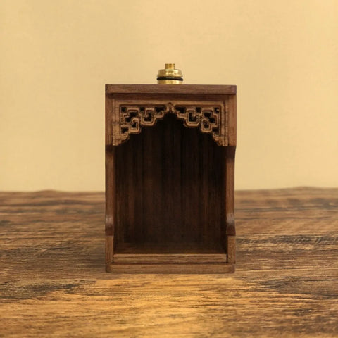 Artisan Copper Shrine with Light – Painted Guanyin