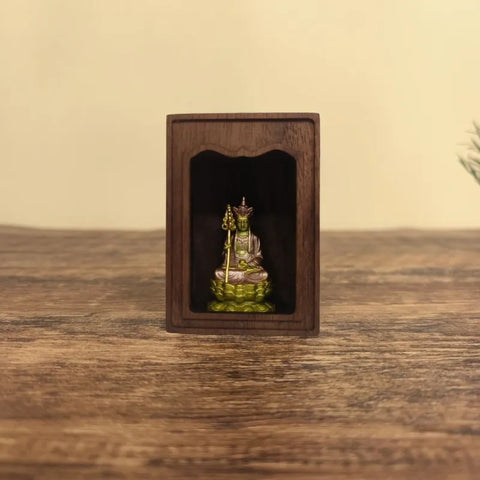 Compact USB Lighted Shrine – Painted Brass Ksitigarbha