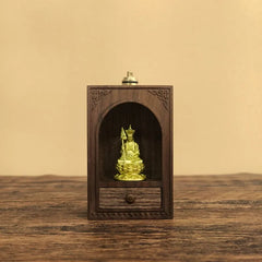 Travel Brass Shrine with Light – Handcrafted Ksitigarbha
