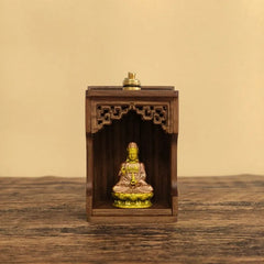 Artisan Copper Shrine with Light – Painted Guanyin