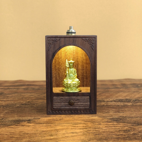 Travel Brass Shrine with Light – Handcrafted Ksitigarbha