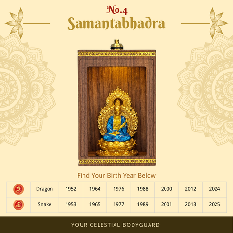 Handcrafted Walnut Guardian Buddha Shrine | Matched by Birth Year