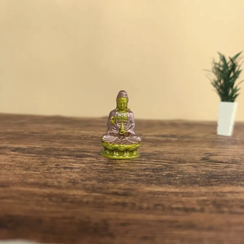 Artisan Copper Shrine with Light – Painted Guanyin