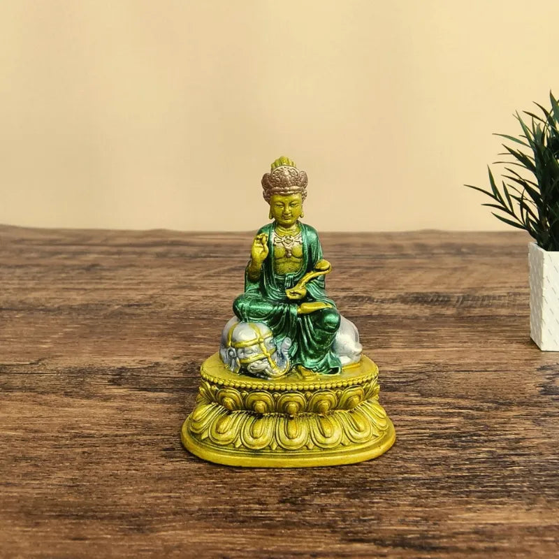 Mini Shrine with Light & Door – Painted Manjushri or Samantabhadra