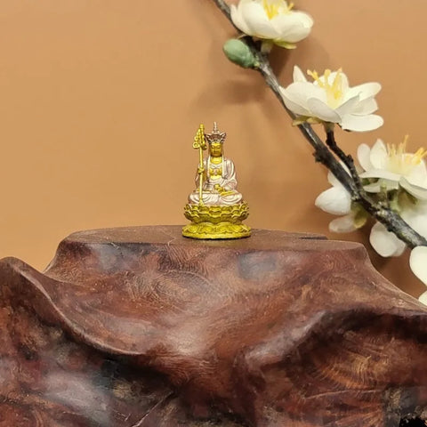 Modern Mini Shrine with Light – Painted Ksitigarbha