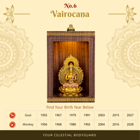 Handcrafted Walnut Guardian Buddha Shrine | Matched by Birth Year