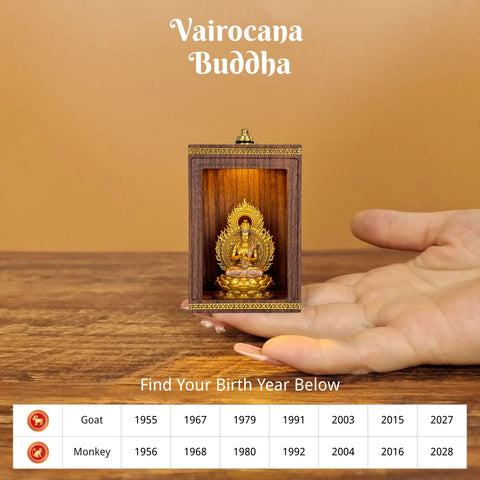 Handcrafted Walnut Zodiac Guardian Buddha Shrine Altar