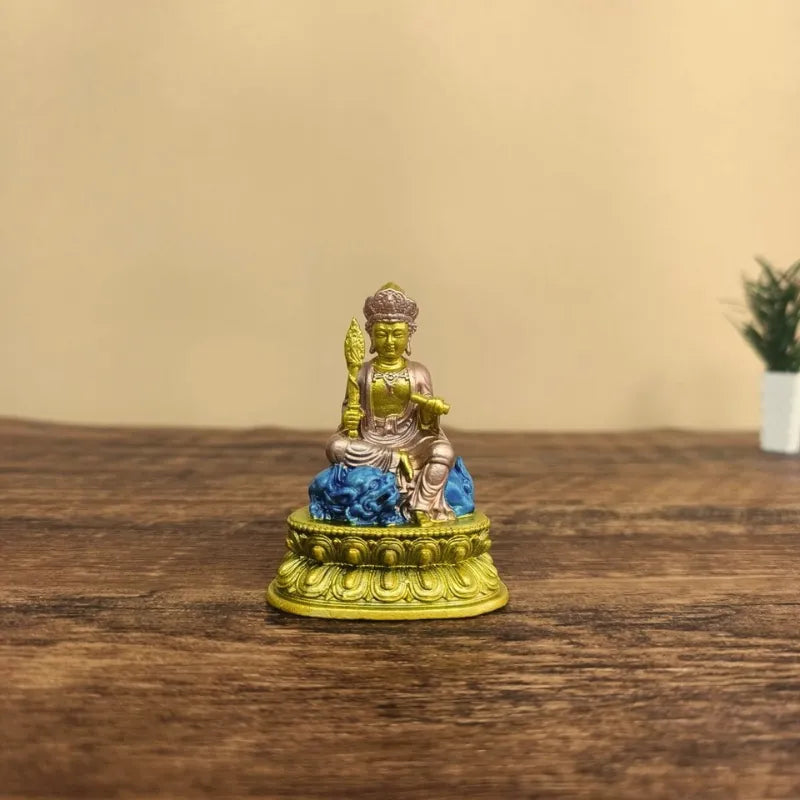 Mini Shrine with Light & Door – Painted Manjushri or Samantabhadra