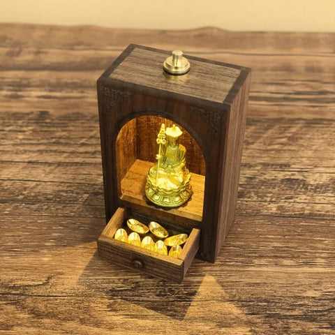 Travel Brass Shrine with Light – Handcrafted Ksitigarbha