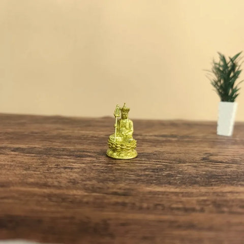 Travel Brass Shrine with Light – Handcrafted Ksitigarbha