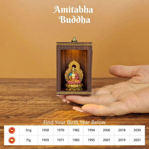 Handcrafted Walnut Zodiac Guardian Buddha Shrine Altar