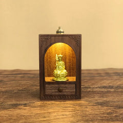 Travel Brass Shrine with Light – Handcrafted Ksitigarbha