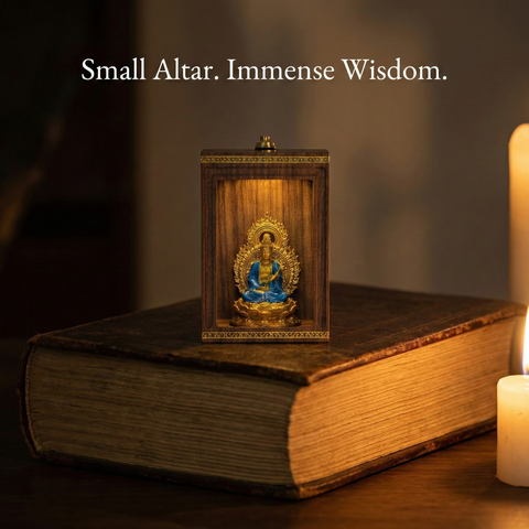 「2026 Horse Year: Find Your Eternal Guardian 」 Handcrafted Solid Walnut LED Buddha Shrine | Personal Zodiac Protector Set