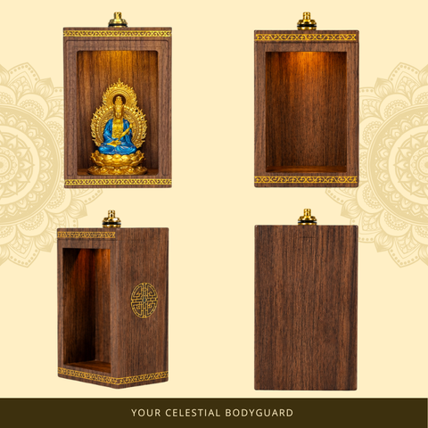 Handcrafted Walnut Guardian Buddha Shrine | Matched by Birth Year