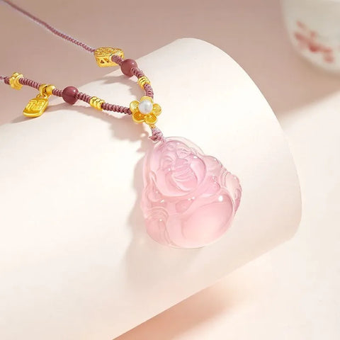 Collier en calcédoine Bouddha Maitreya - Pour l'inclusion et l'acceptation