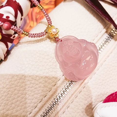 Collier en calcédoine Bouddha Maitreya - Pour l'inclusion et l'acceptation