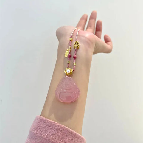 Collier en calcédoine Bouddha Maitreya - Pour l'inclusion et l'acceptation