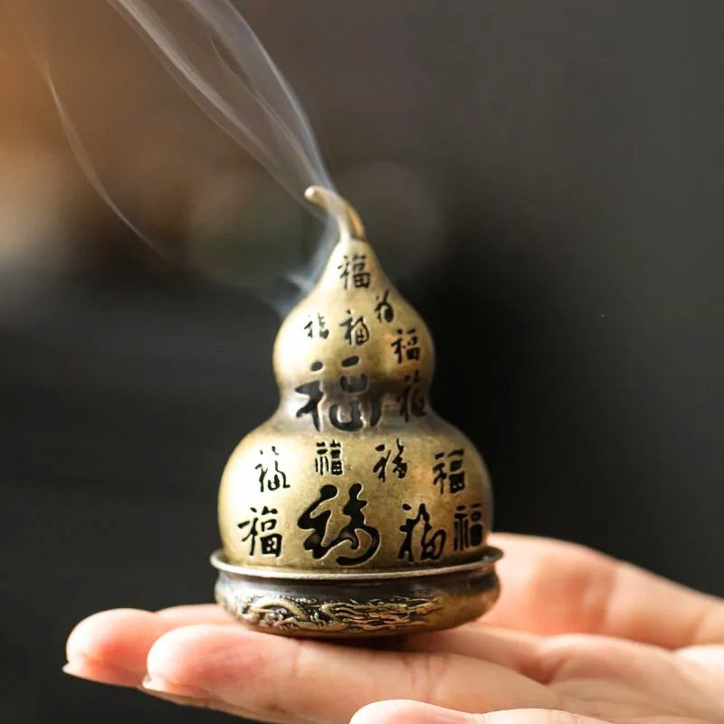 Chinese Bai Fu Gourd-Shaped Incense Burner