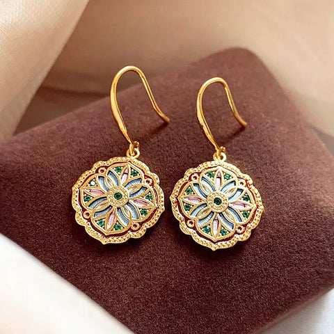 Boucles d'oreilles peinture à l'huile chinoise