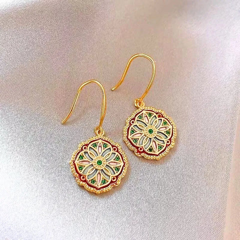 Boucles d'oreilles peinture à l'huile chinoise