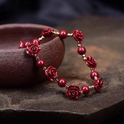 Bracelet porte-bonheur en rose cinabre – Pour la chance et l'énergie