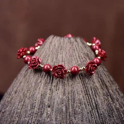 Bracelet porte-bonheur en rose cinabre – Pour la chance et l'énergie