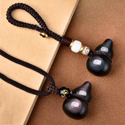Pendentif gourde en obsidienne Feng Shui – Pour l'exorcisme, la protection et la purification énergétique