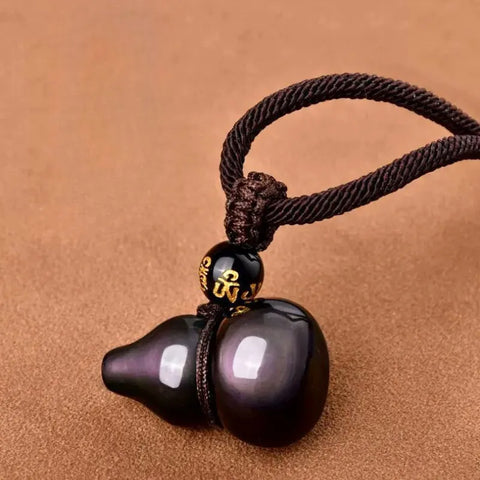 Pendentif gourde en obsidienne Feng Shui – Pour l'exorcisme, la protection et la purification énergétique