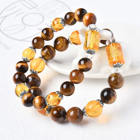 Bracelet œil de tigre Dieu de la richesse - Pour la richesse et la prospérité