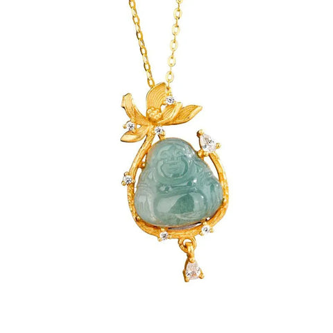 Collier Bouddha Maitreya Lotus Doré - Pour une carrière prospère
