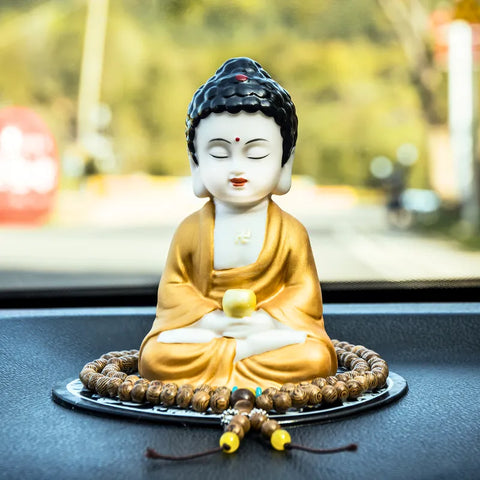 Amulette de voiture Tathagata/Avalokitesvara Robe d'or - Entrée et sortie sécurisées