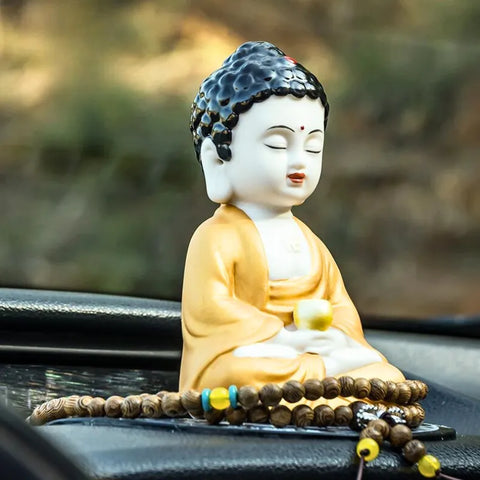 Amulette de voiture Tathagata/Avalokitesvara Robe d'or - Entrée et sortie sécurisées