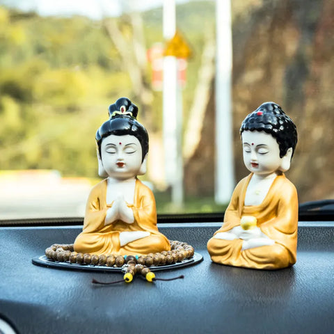 Amulette de voiture Tathagata/Avalokitesvara Robe d'or - Entrée et sortie sécurisées