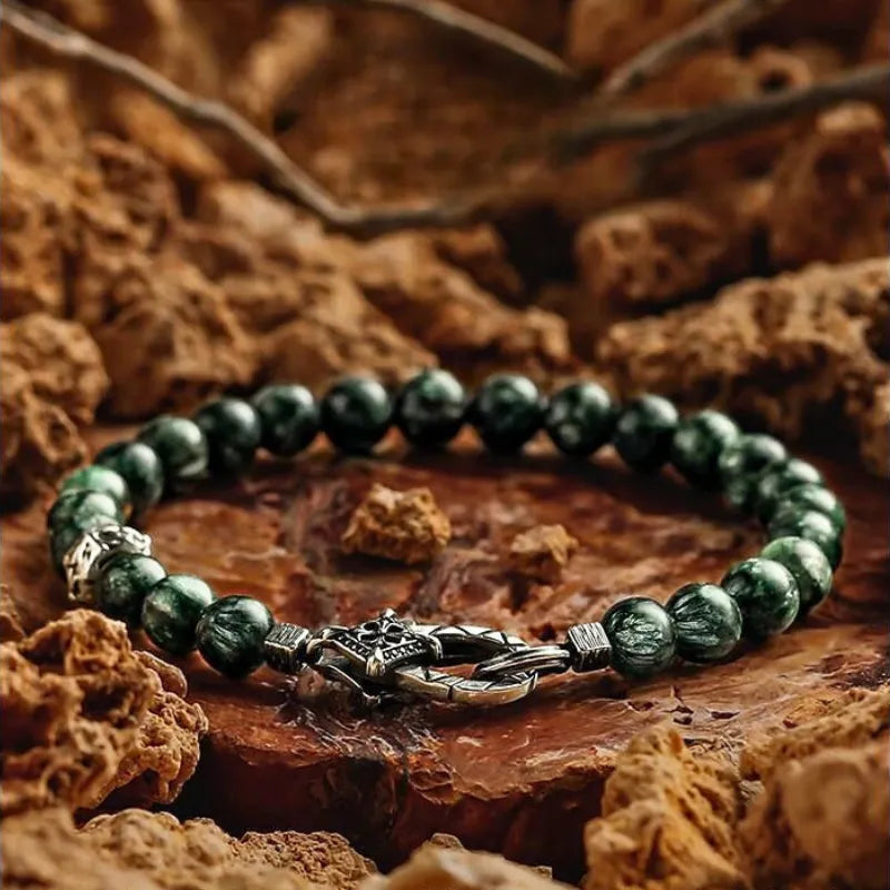 Bracelet en écailles de dragon en séraphinite verte – Pouvoir mystérieux et victoire sur l'adversité