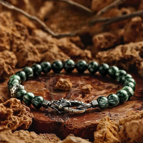 Bracelet en écailles de dragon en séraphinite verte – Pouvoir mystérieux et victoire sur l'adversité