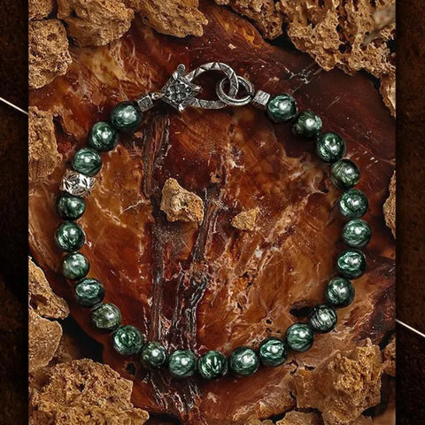Bracelet en écailles de dragon en séraphinite verte – Pouvoir mystérieux et victoire sur l'adversité