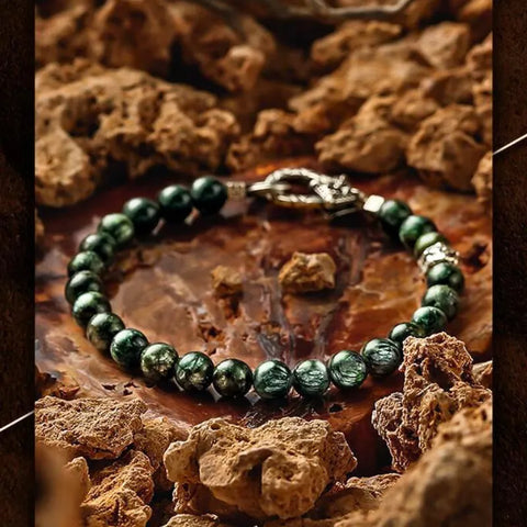 Bracelet en écailles de dragon en séraphinite verte – Pouvoir mystérieux et victoire sur l'adversité