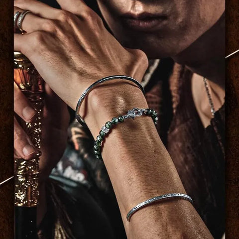 Bracelet en écailles de dragon en séraphinite verte – Pouvoir mystérieux et victoire sur l'adversité