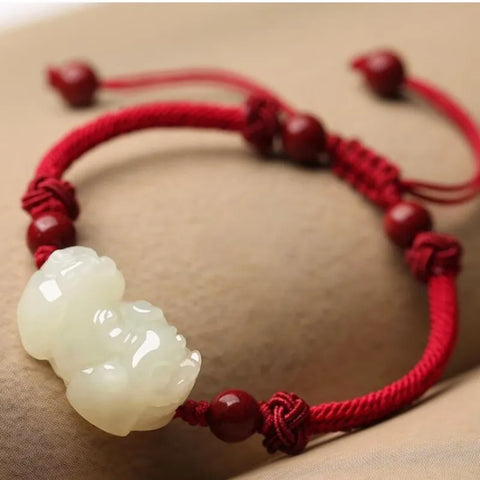 Bracelet porte-bonheur en jade Hetian Pixiu - Idéal pour les couples